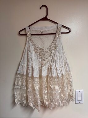 Cream and White Lace Tiered Camisole